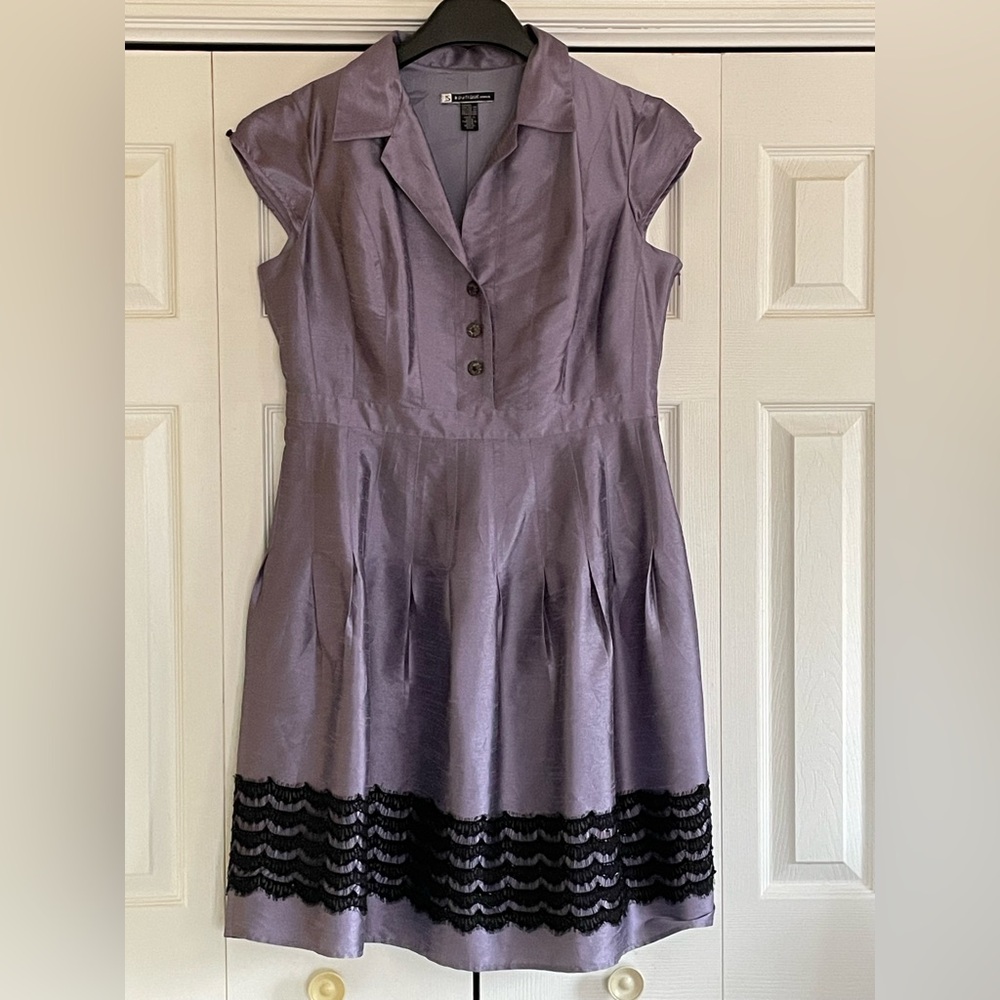 2/$35 Mauve Cap Sleeve Dress with Black Lace Trim